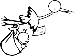 Tampon cigogne et bébé