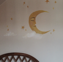 Sticker mur textile  "Lune, nuage, étoiles"
