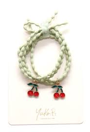 [YUKYB500-142] Lot de deux élastiques pour cheveux "cerises"
