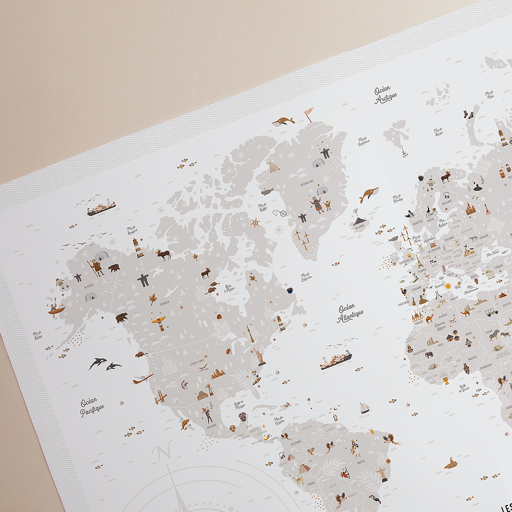 Affiche à dater "Carte du monde"