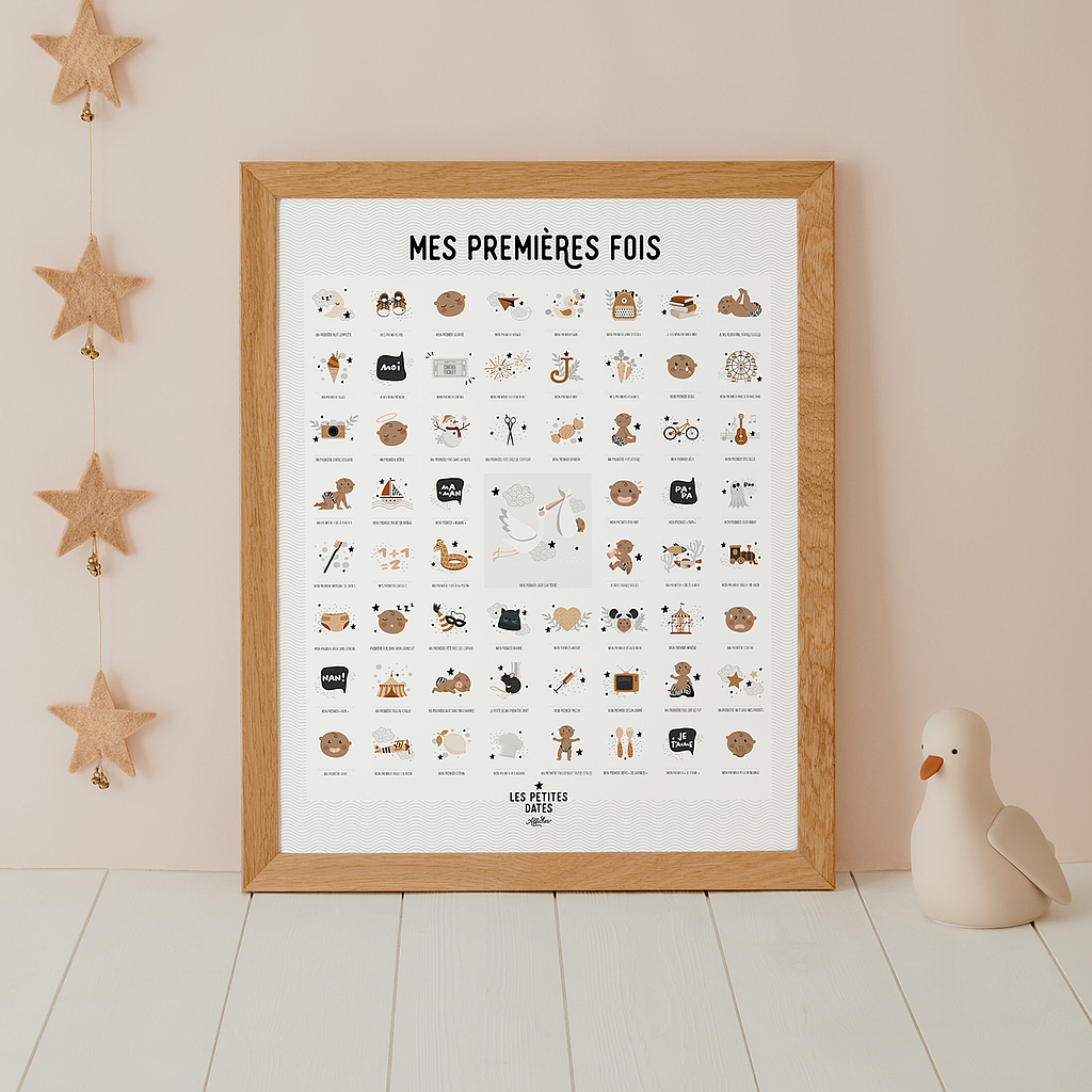 [LESP'TITESDATESMESPREMIERESFOIS] Affiche à dater "Mes premières fois" peau foncée
