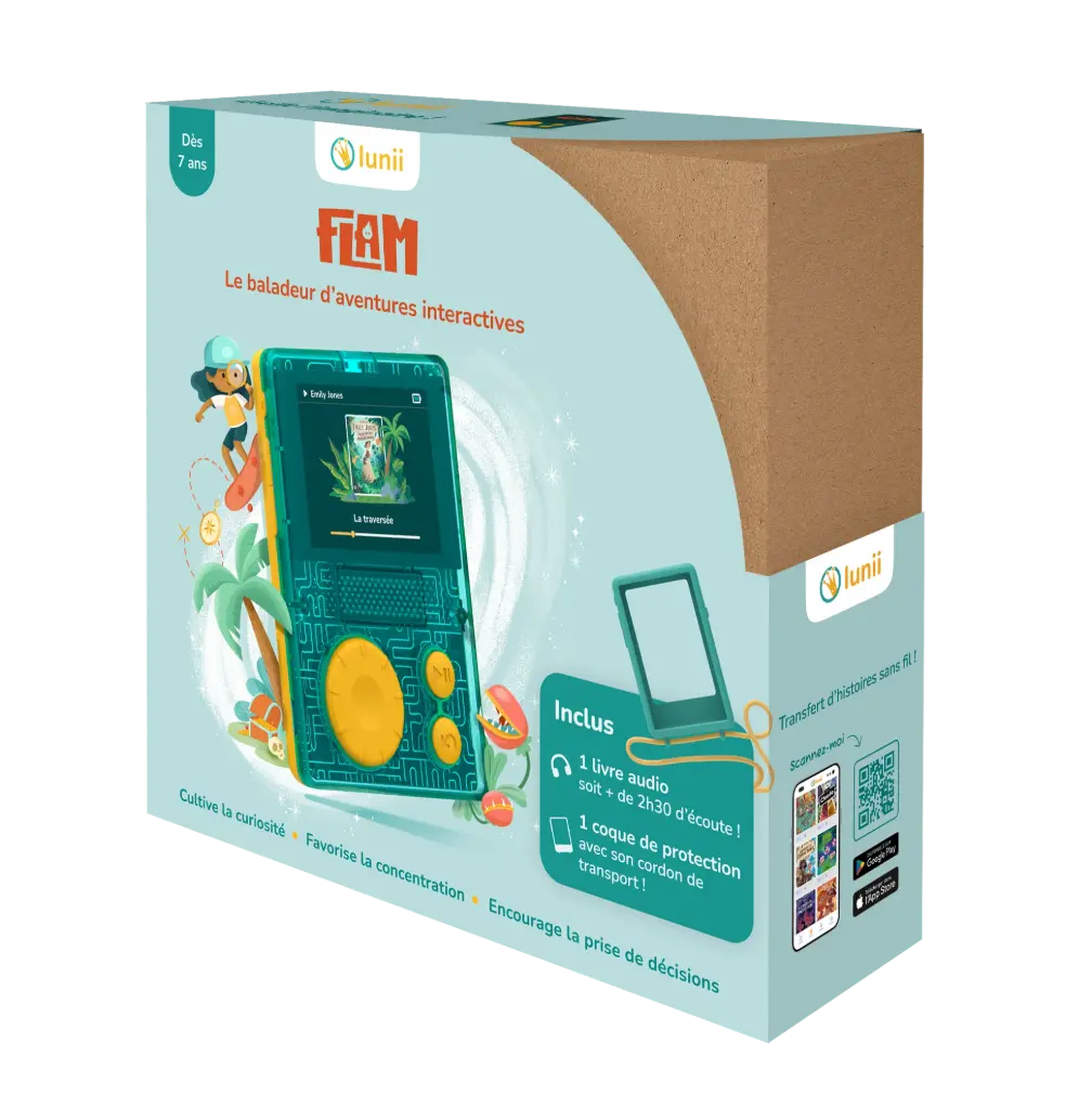 [LUN7P_01_FR_DR1] Baladeur audio FLAM dès 7 ans & sa coque de protection - Lunii