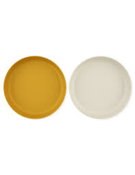 Lot de deux assiettes moutarde