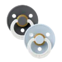 BIBS pack de deux lolettes qui brillent dans le noir "Colour pacifier" tétine latex ronde - taille 2