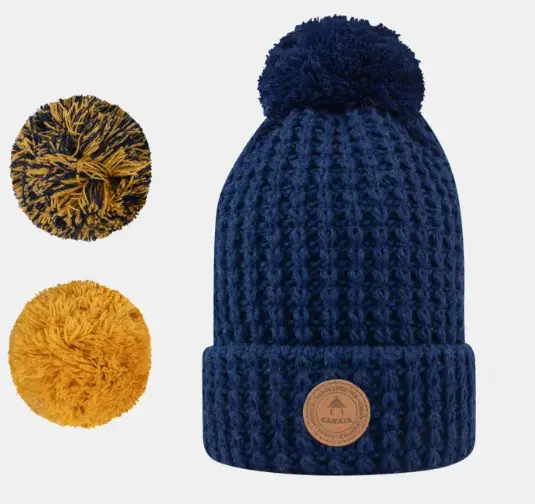 [CABbandista] Bonnet avec 3 pompons interchangeables "Bandista" (Bleu)