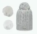 Bonnet doublé polaire avec 3 pompons interchangeables "Creamy Gin"
