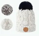 Bonnet (doublé polaire) avec 3 pompons interchangeables "Jus de pomme"