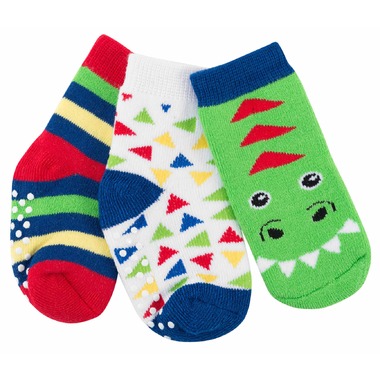 Set de 3 paires de chaussettes anti-dérapantes "Dinosaure"