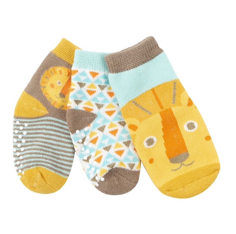 Set de 3 paires de chaussettes anti-dérapantes "Lion"