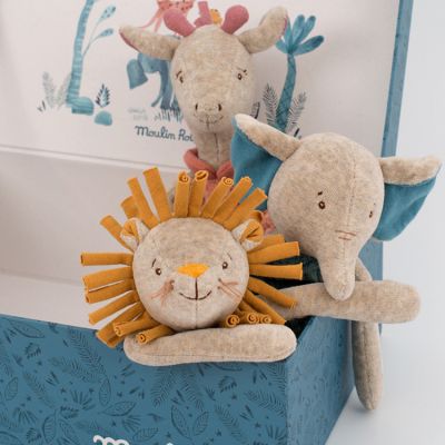 Doudou-hochet lion "Sous mon Baobab"