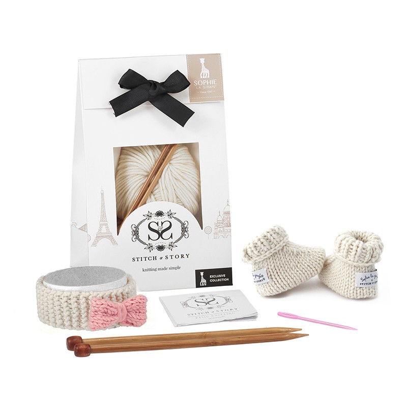 Lily bow & booties set / set de chausson et bandeau à tricoter