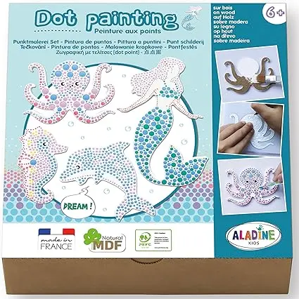 Peinture aux points sur bois "Sirènes"