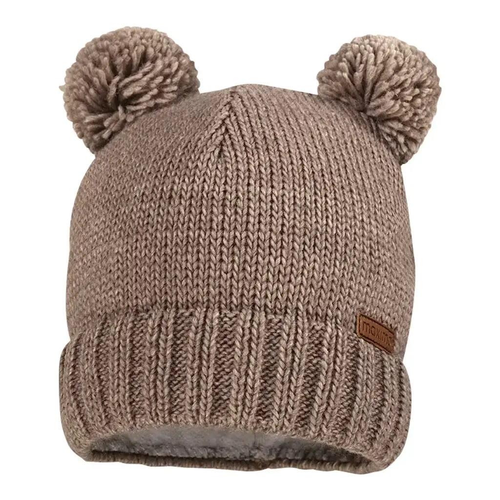 Bonnet en laine double pompons 