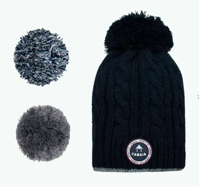 Bonnet avec 3 pompons interchangeable Adulte " Tuxedo"