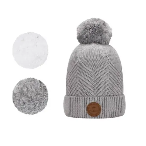[CABACAPULCO] Bonnet (bio) avec 3 pompons interchangeables "Acapulco" (Gris)