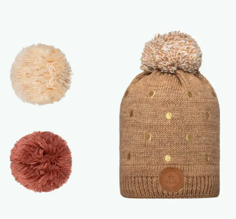 Bonnet avec 3 pompons interchangeables "Cendrillon"