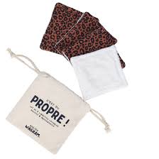 [WAGSKU094_005] Lot de 4 lingettes lavables "Léopard marron"