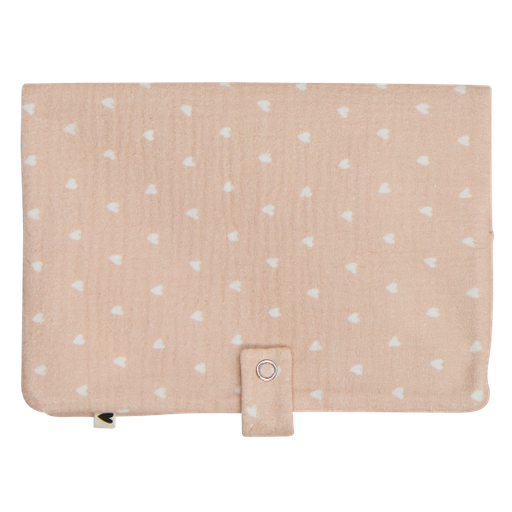 [WAGSKU004_022] Range couches en gaze de coton "beige et petits coeurs"