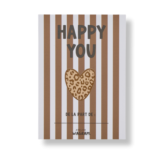 [WAGSKU038_030] Pin's "happy you" - léopard beige