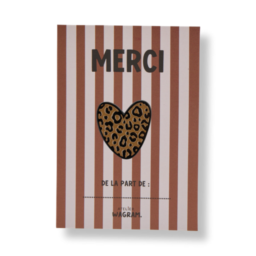[WAGSKU038_033] Pin's "merci" - léopard marron