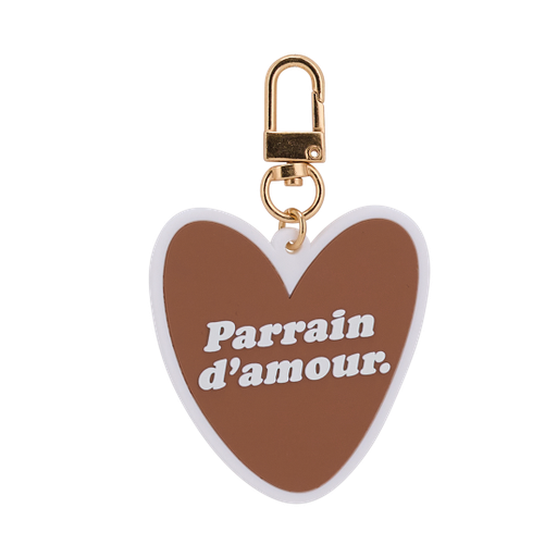 [WAGSKU050_019] Porte-clés coeur en PVC "Parrain d'amour"