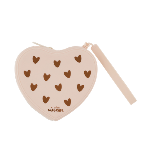 [WAGSKU101_001] Pochette coeur en silicone "crème"