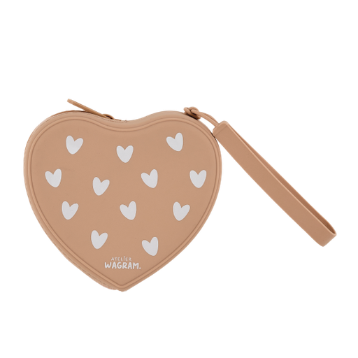 [WAGSKU101_002] Pochette coeur en silicone "nougat"