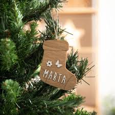 [VINACA10] Décoration de sapin en bois "chaussette" - nature