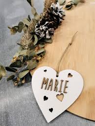 [VINCR11] Décoration de sapin en bois "coeur" - blanc