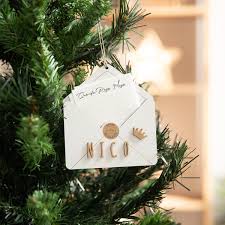 [VINAS11] Décoration de sapin en bois "enveloppe" - blanc