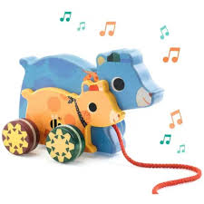 [DJ06266] Jouet en bois musical à tirer "Gabi et Sam" les oursons
