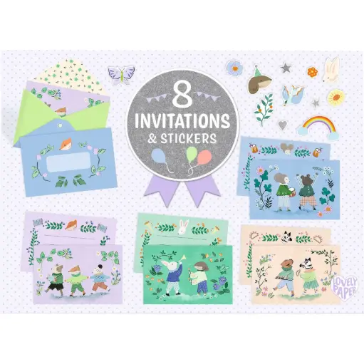 [DD03490] Set de cartes d'invitation "fanfare des animaux"
