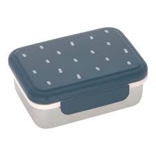 [LAS1210029083] Boîte à goûter  inox "Happy print midnight blue" 