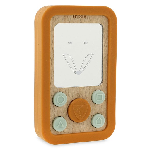 [TRI36-244] Téléphone en silicone et bois "renard"