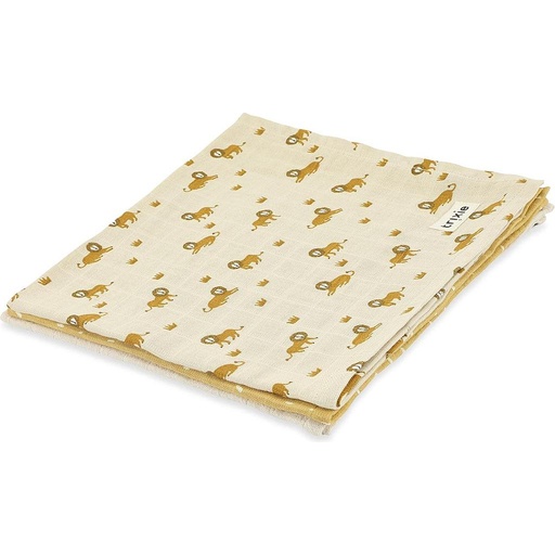 [TRI83-075] Lot de 3 langes en mousseline "Lion"