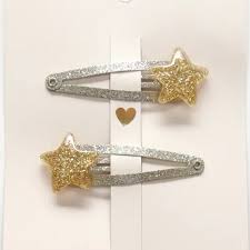 [YUKYB-500-192] Barrettes à cheveux de Noël 2 pièces "Gold Stars"