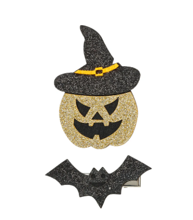 [SOU106509] Pinces à cheveux Willa "Citrouille/Chauve-souris"