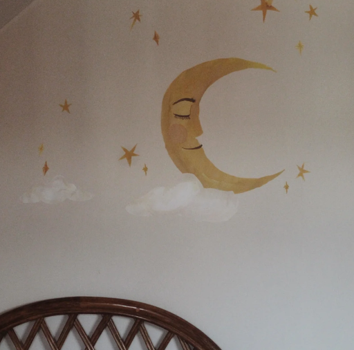 [THA08061] Sticker mur textile  "Lune, nuage, étoiles"