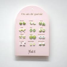 [YUKYB500-227] Boucles d'oreilles "Un an de poésie" - Verte