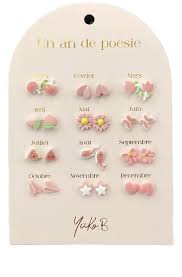 [YUKYB500-222] Boucles d'oreilles "Un an de poésie" - Rose