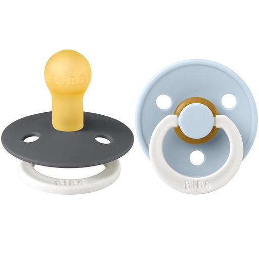 [BIB110266] BIBS pack de deux lolettes qui brillent dans le noir "Colour pacifier" tétine ronde taille 1