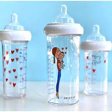 [BIBBFLOV01] Biberon en verre 3 tailles "maman bébé"