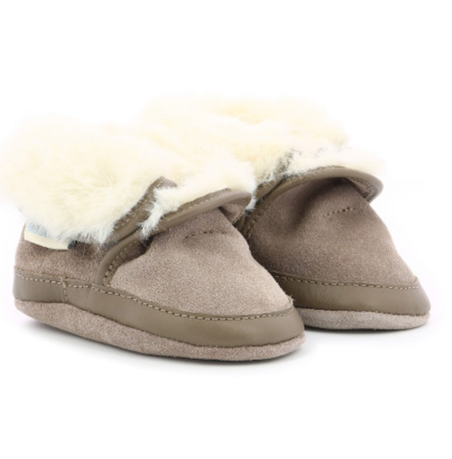 [ROB510050-10] Pantoufles en cuir souple fourrées