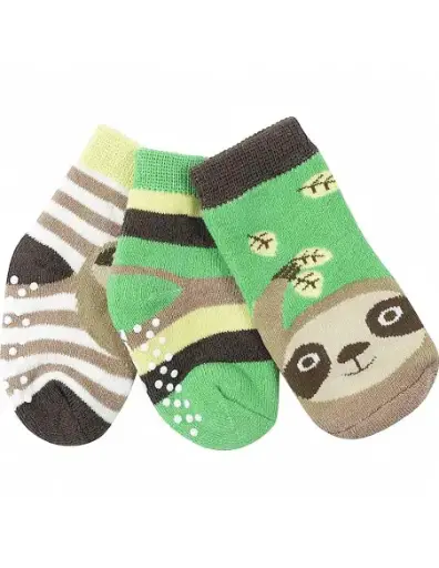 [ZOO11810] Set de 3 paires de chaussettes anti-dérapantes paresseux (0-24 mois)
