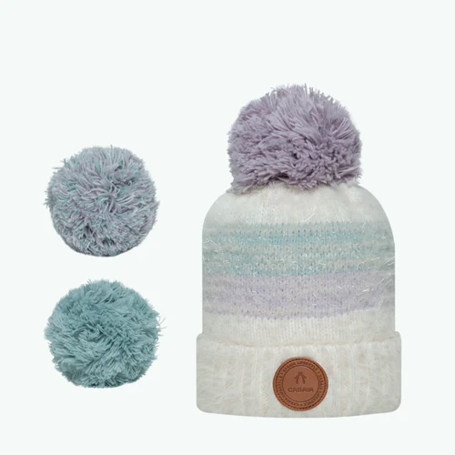 [CABOLAF] Bonnet (doublé polaire) avec 3 pompons interchangeables "Olaf"