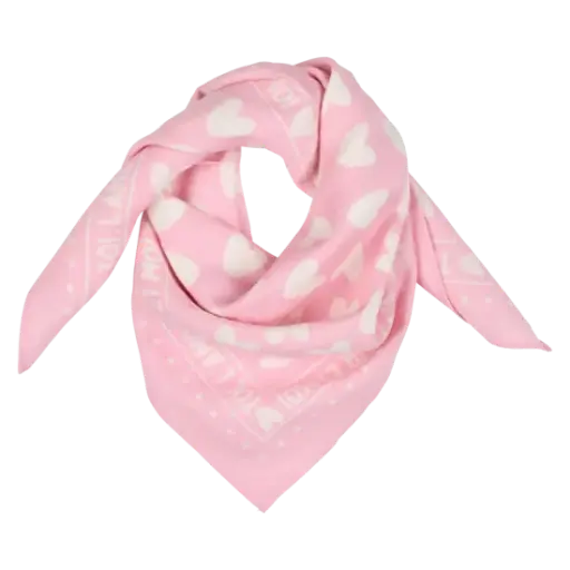 Foulard rose à cœurs blancs 