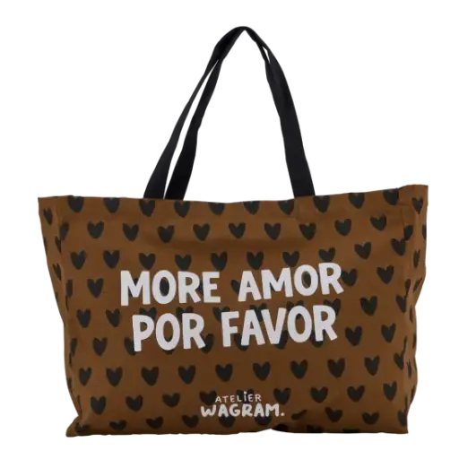 [WAGSKU103_001] Sac cabas en toile de coton "More amor por favor"