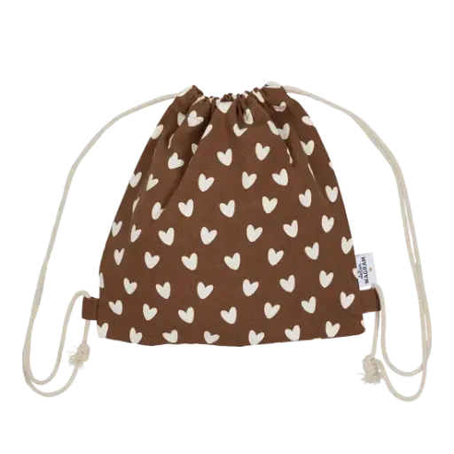 [WAGSKU074_003] Sac à cordons "Caramel - Coeurs"