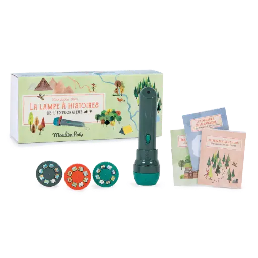 [MR712392] Lampe à histoires de l'explorateur "Le Jardin du Moulin" et 3 mini livres