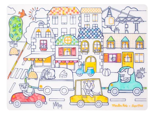 [SUPMR661616] Set de table à colorier en silicone avec 5 feutres lavables "